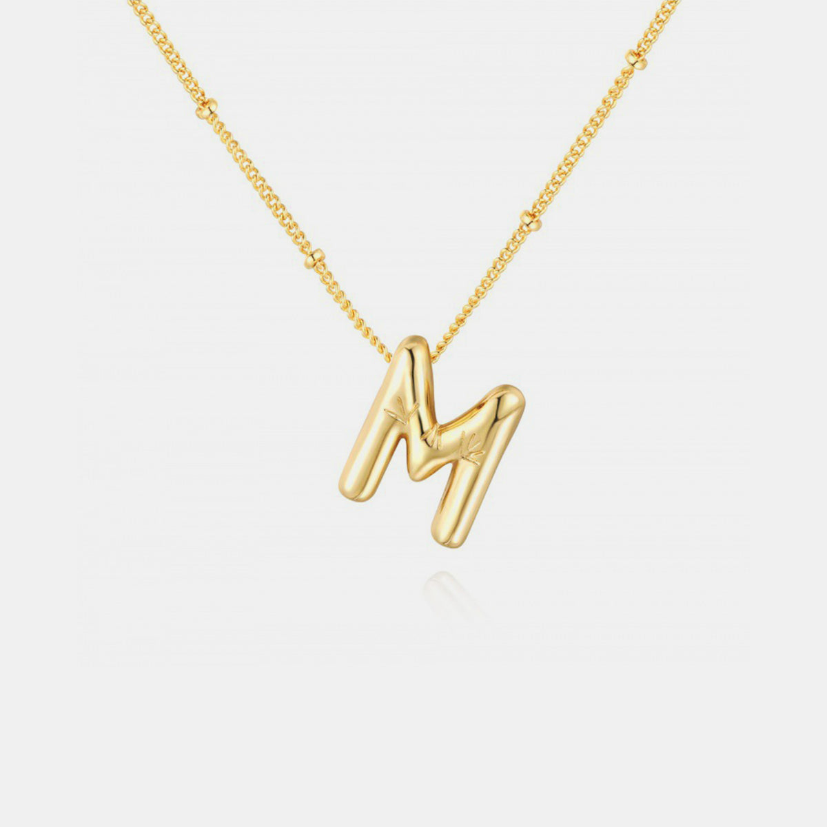 Gold-Plated Bubble Initial Necklace - Laazaar