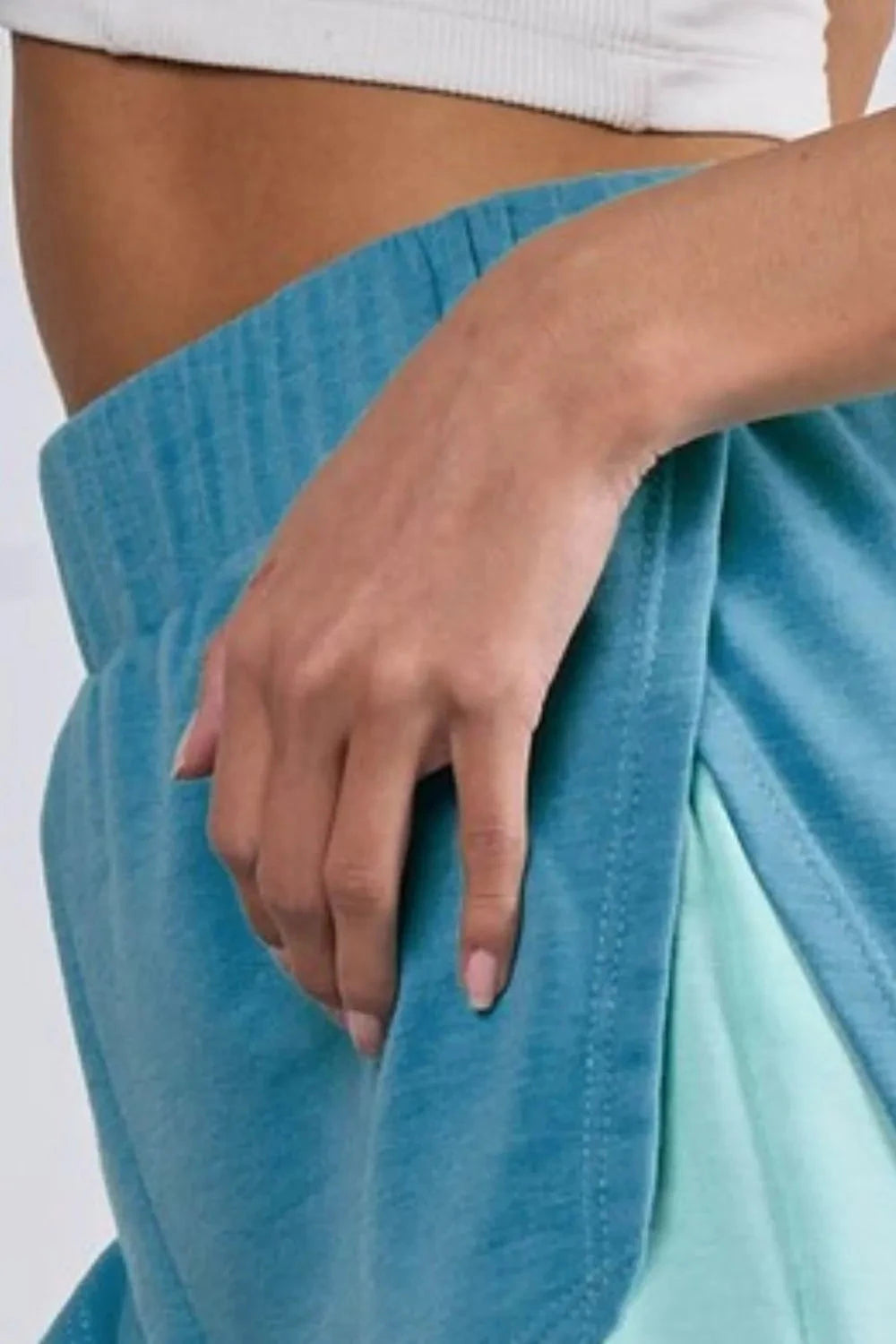 BiBi French Terry Knit Color Block with Sid Slit Shorts