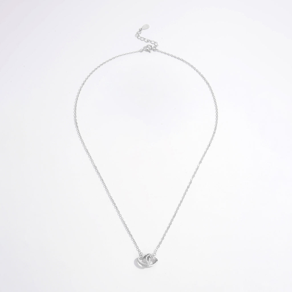 925 Sterling Silver Inlaid Zircon Heart Necklace - Laazaar