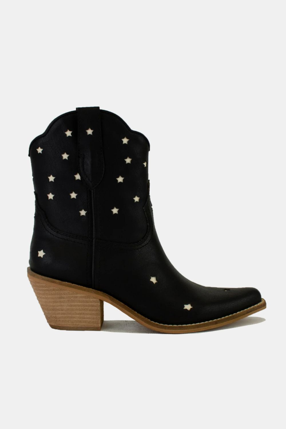 Beast Fashion Faux Leather Star-Shaped Cutouts Point Toe Boots - Laazaar