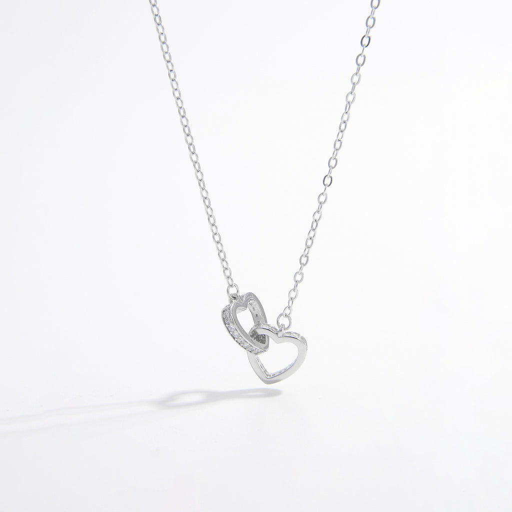 925 Sterling Silver Inlaid Zircon Heart Necklace - Laazaar