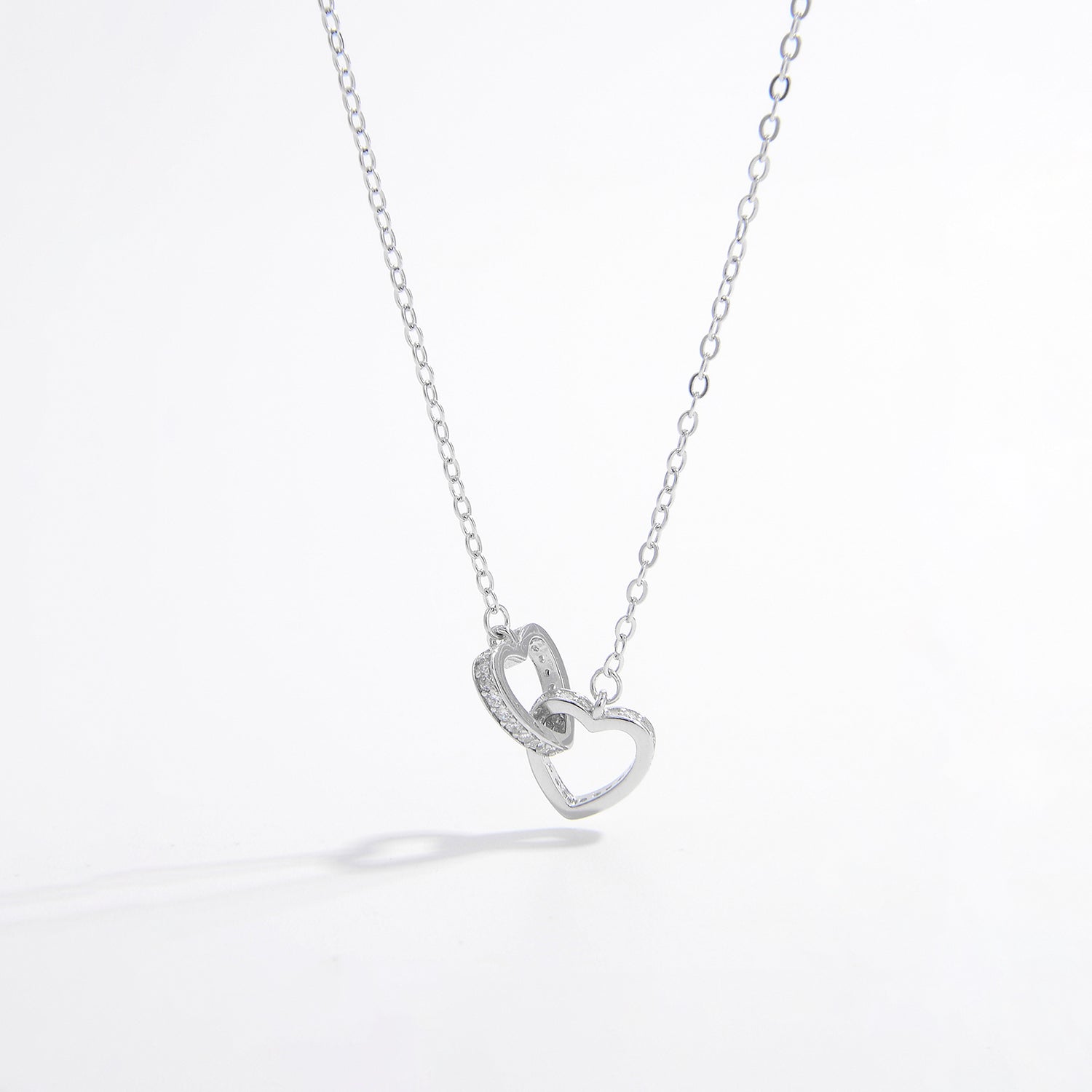 925 Sterling Silver Inlaid Zircon Heart Necklace - Laazaar