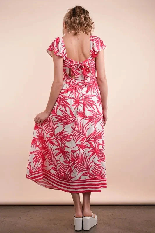 VERY J Tropical Printed Midi Summer Boho Dress
