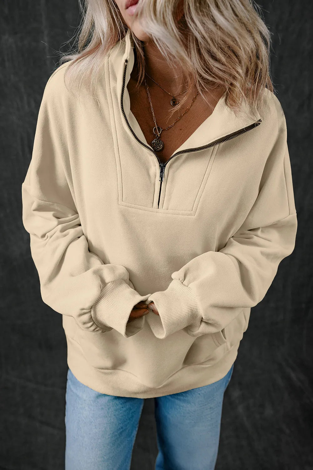 Half Zip Long Sleeve Sweatshirt - Laazaar