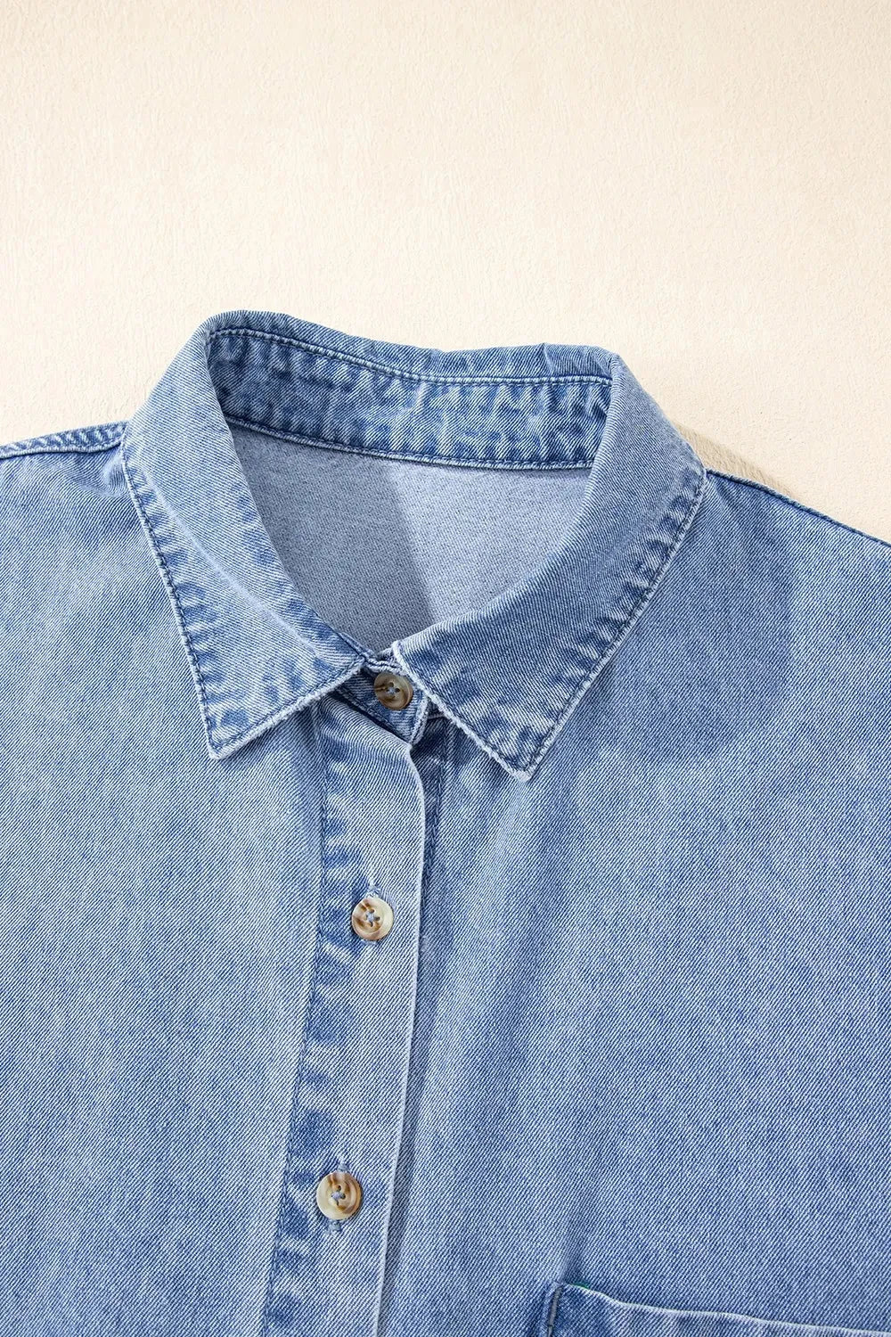 Button Down Short Sleeve Denim Dress