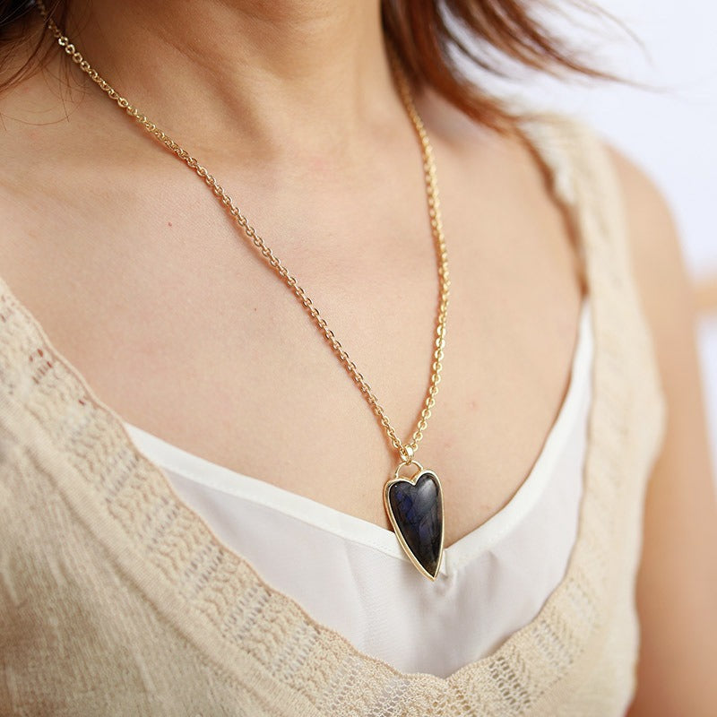 Copper Labradorite Heart Shape Necklace - Laazaar