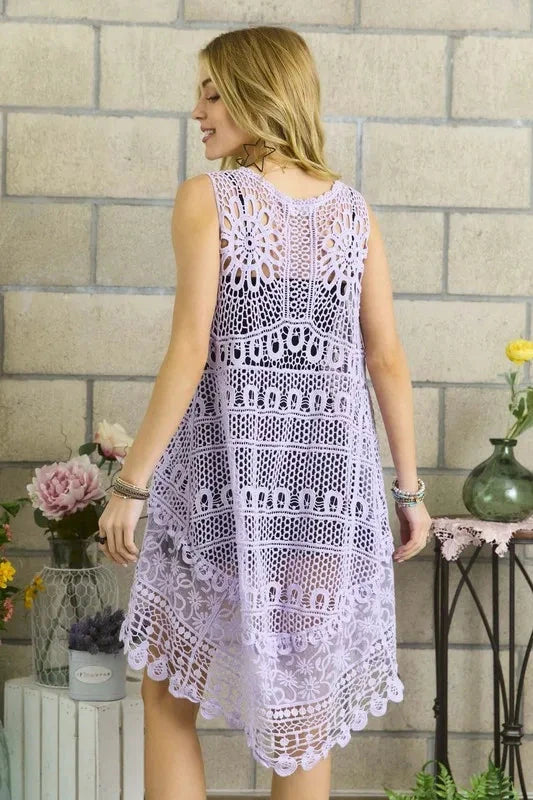 ADORA Crochet Lace Sleeveless Vest Cardigan