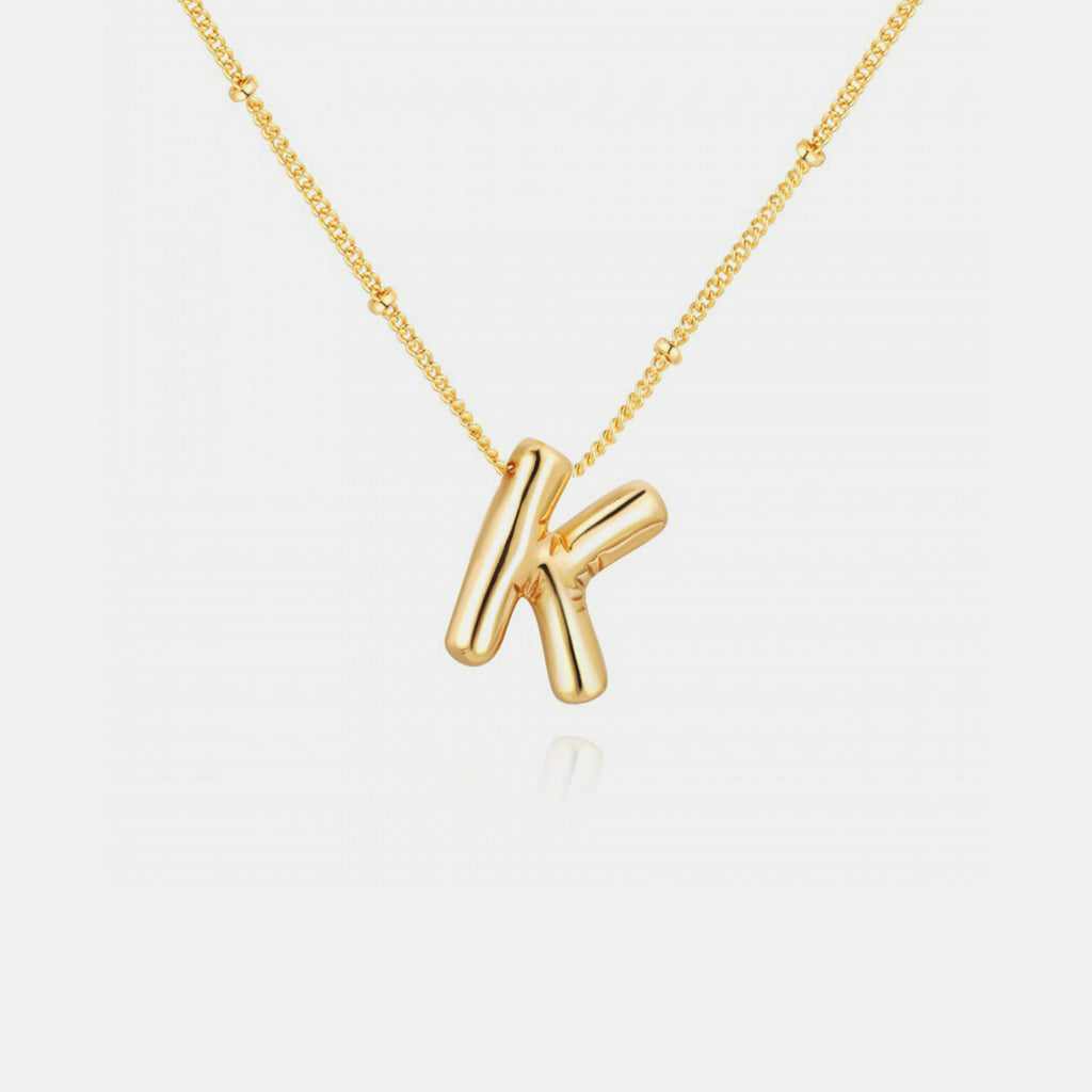 Gold-Plated Bubble Initial Necklace - Laazaar