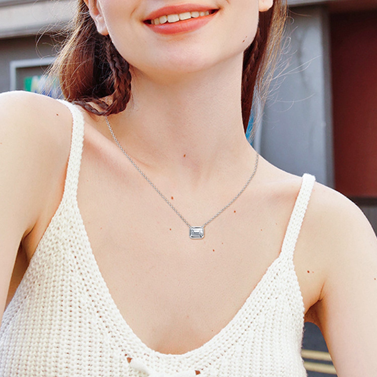 1 Carat Moissanite 925 Sterling Silver Pendant Necklace - Laazaar