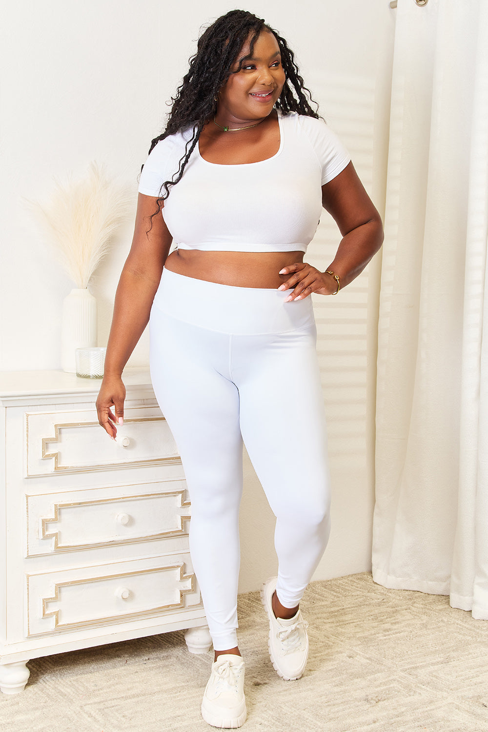 Double Take Wide Waistband Sports Leggings - Laazaar
