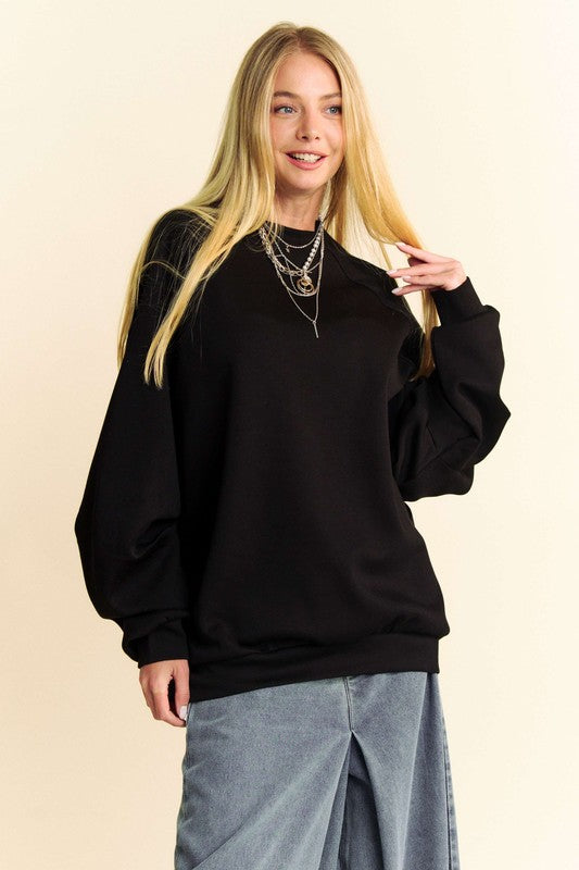 Davi & Dani Round Neck Raglan Sleeve Sweatshirt - Laazaar