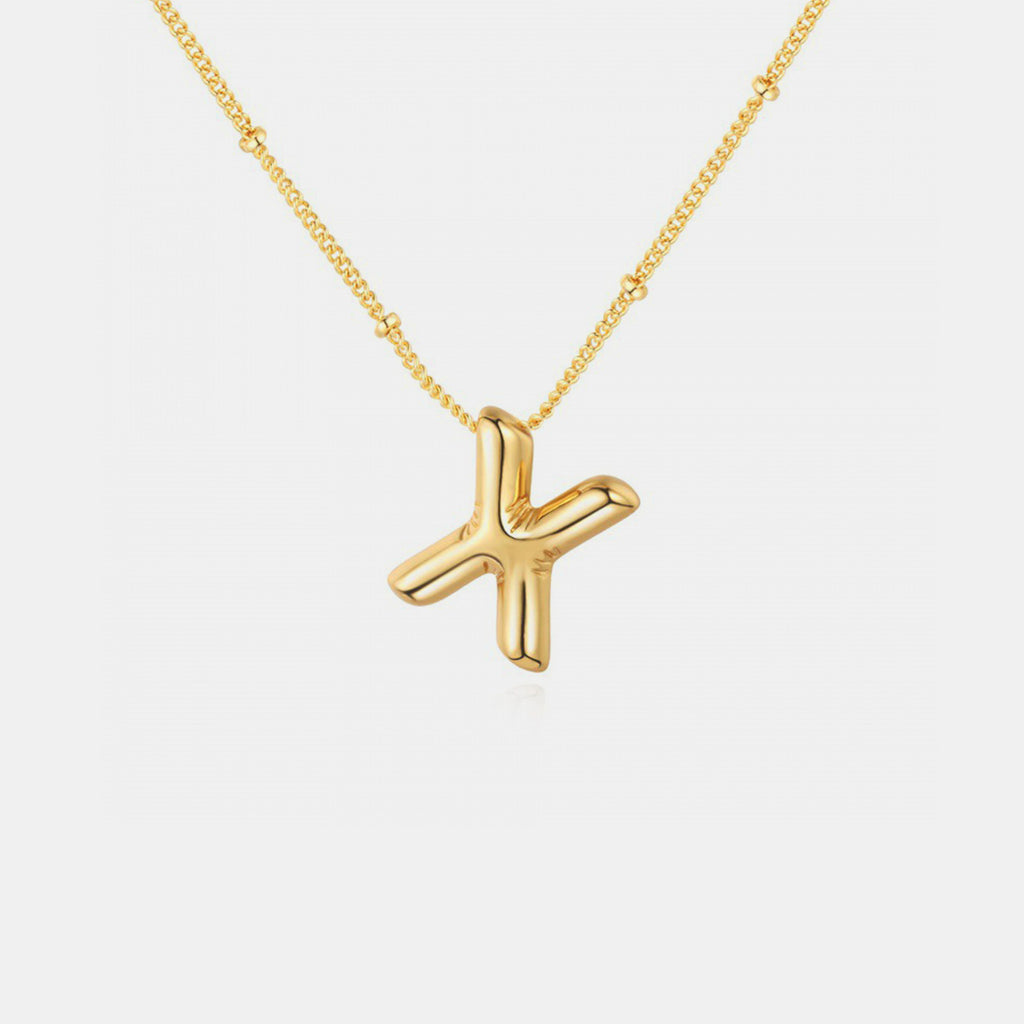 Gold-Plated Bubble Initial Necklace - Laazaar