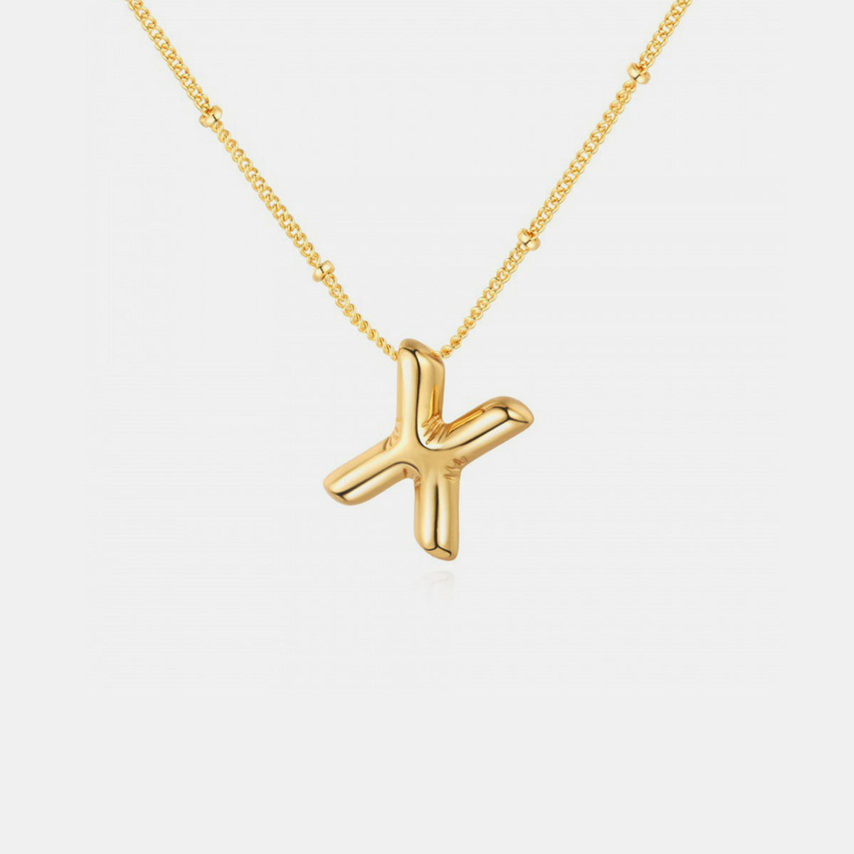 Gold-Plated Bubble Initial Necklace - Laazaar
