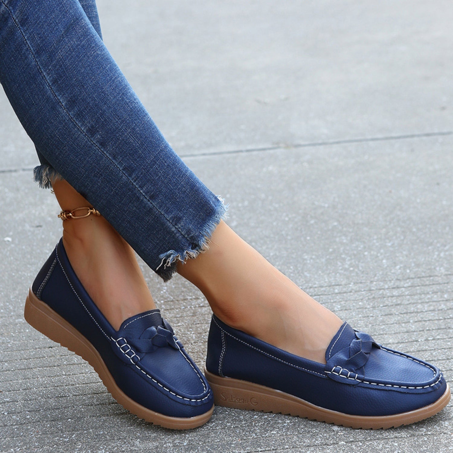 Weave Wedge Heeled Loafers - Laazaar