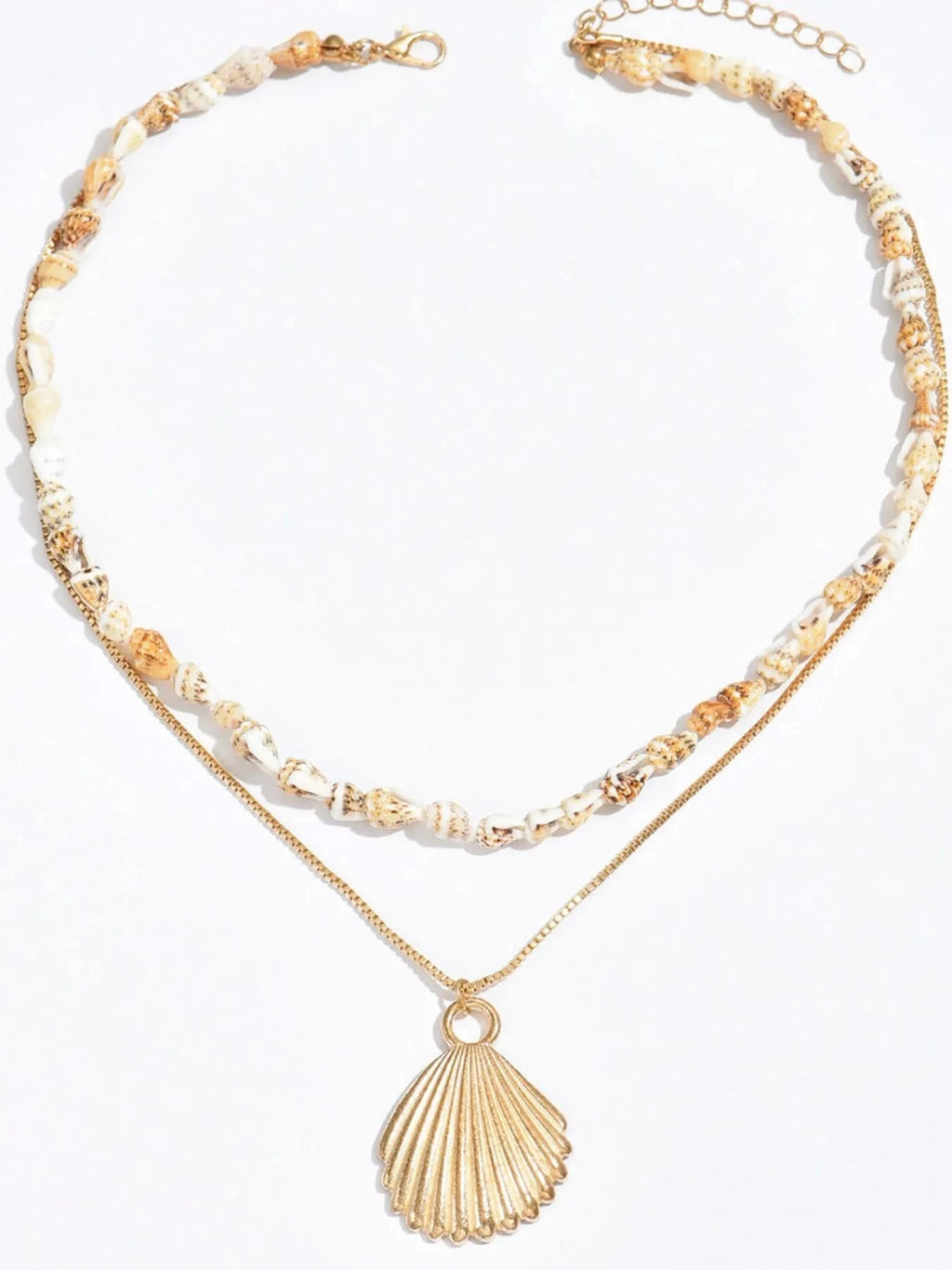 18K Gold-Plated Shell Layered Shell Pendant Necklace
