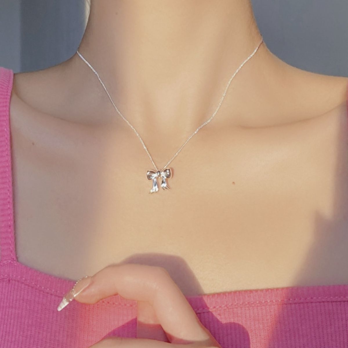 Copper Bow Shape Pendant Necklace - Laazaar