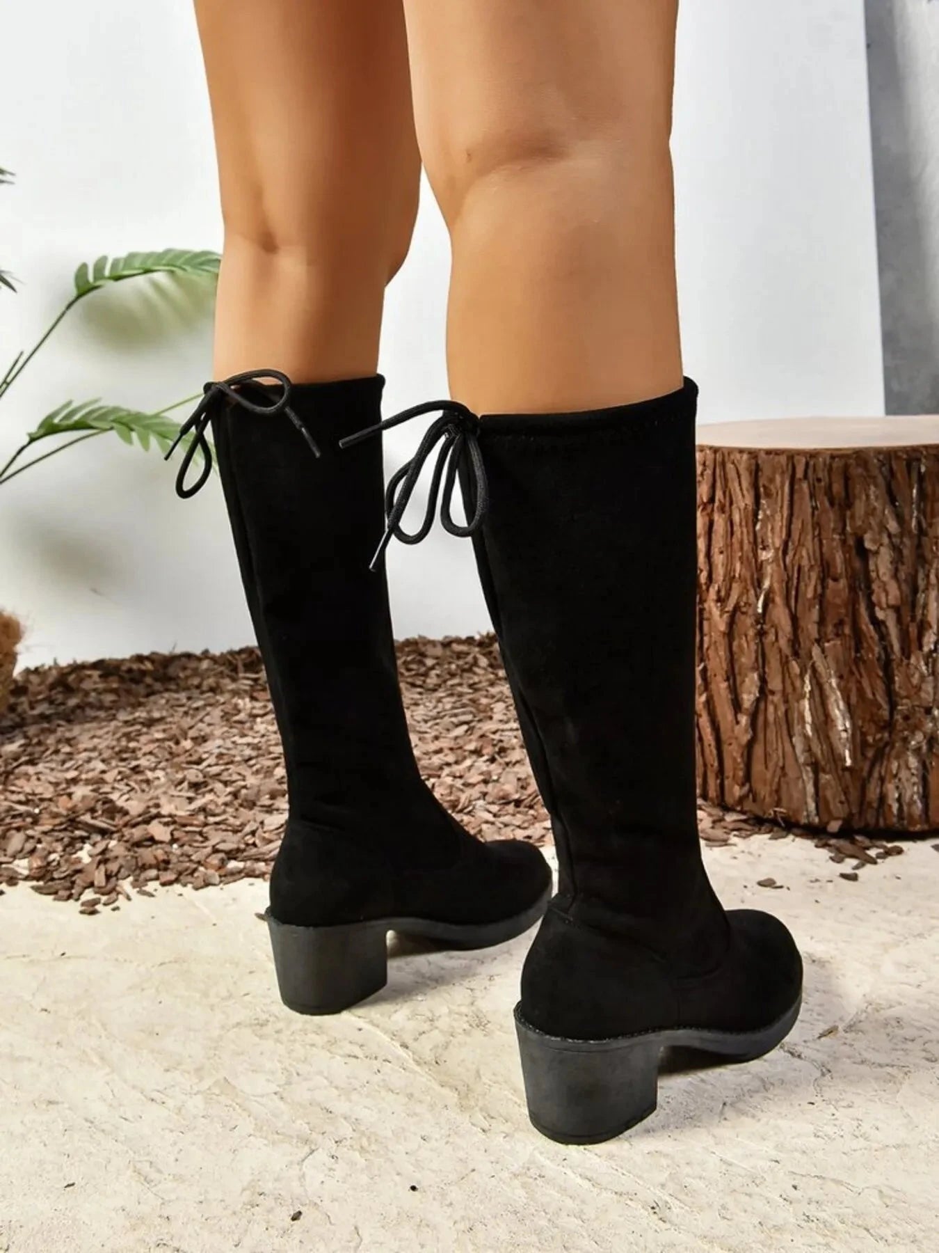 Round Toe Block Heels Boots