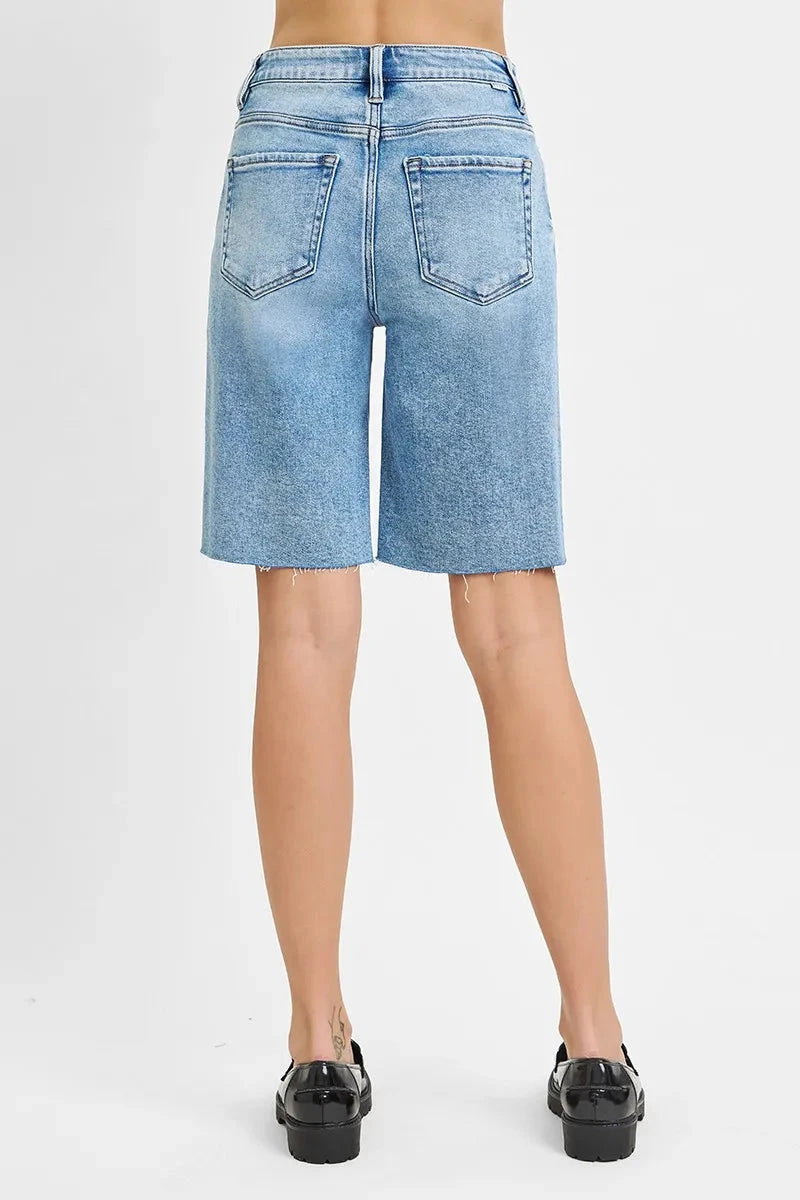 RISEN Full Size High Rise Bermuda Denim Shorts Plus Size