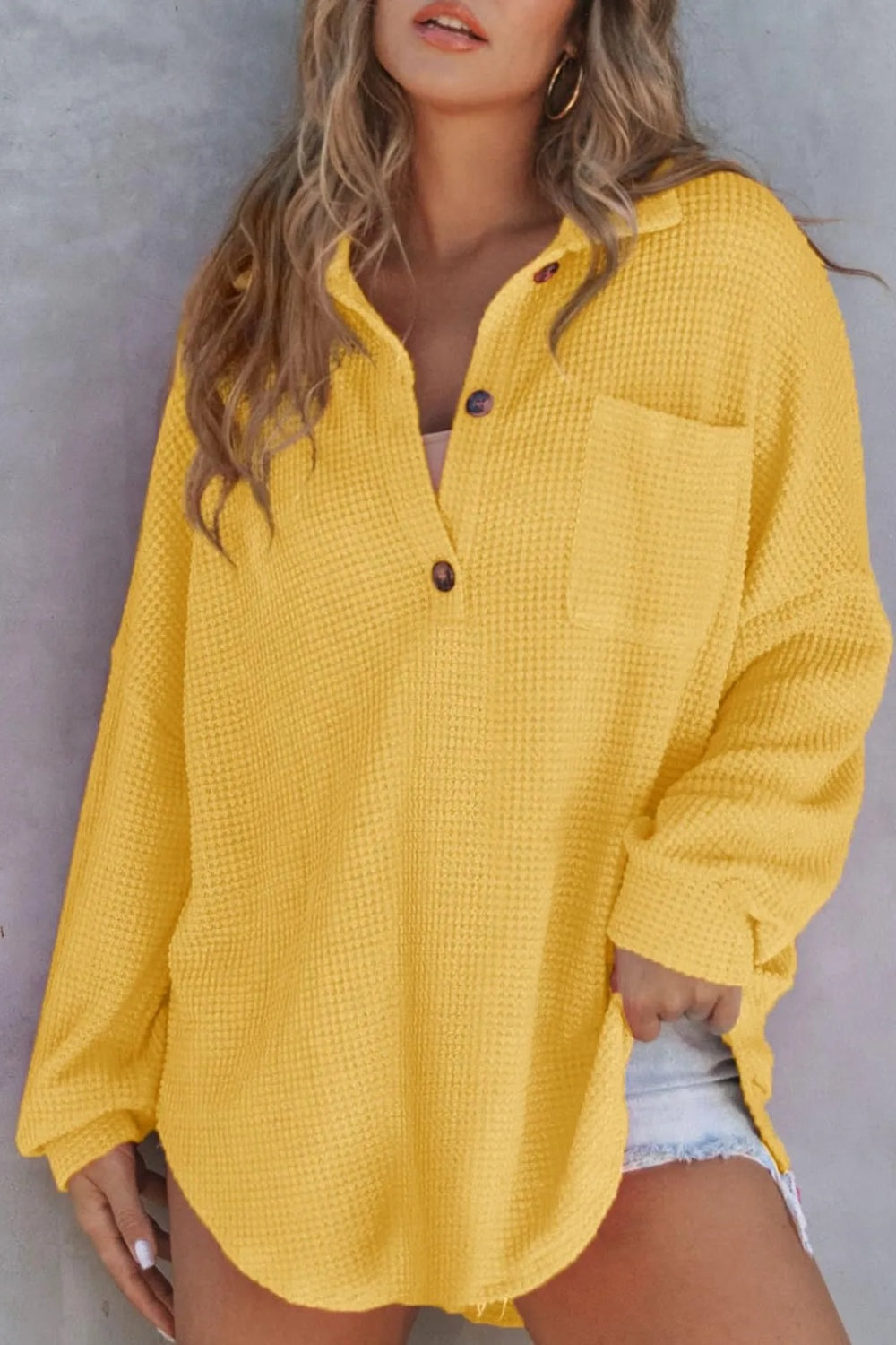Half Button Long Sleeve Sweatshirt - Laazaar