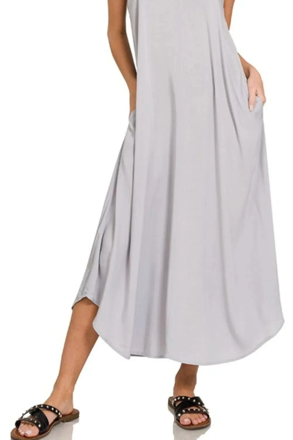 Zenana Woven Arc Hem Cami Dress With Flowy Pockets