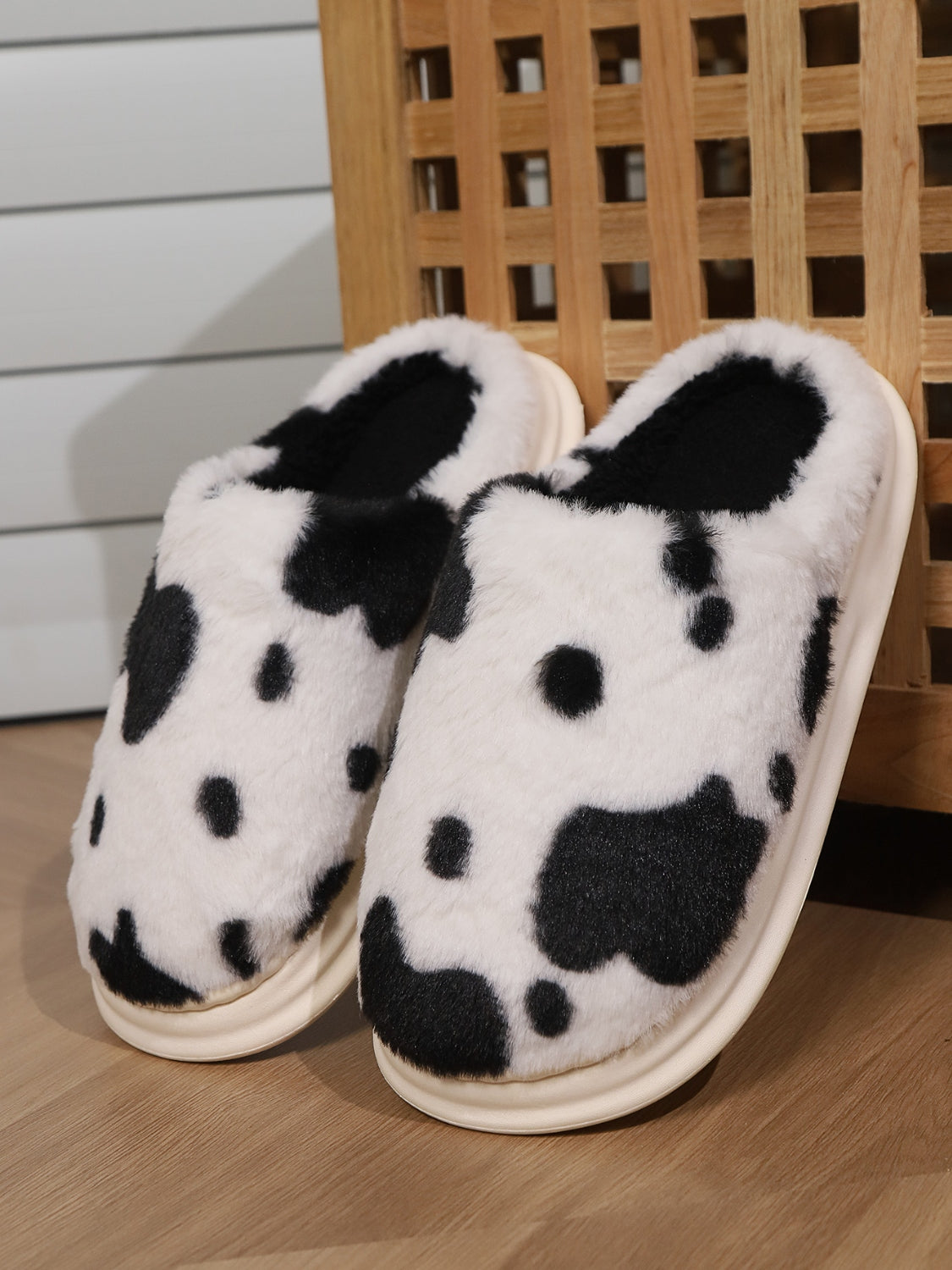 Animal Print Faux Fur Slippers - Laazaar