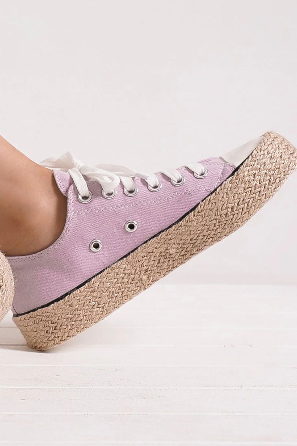 Beast Fashion Lace Up Woven Espadrille Sole Sneakers - Laazaar