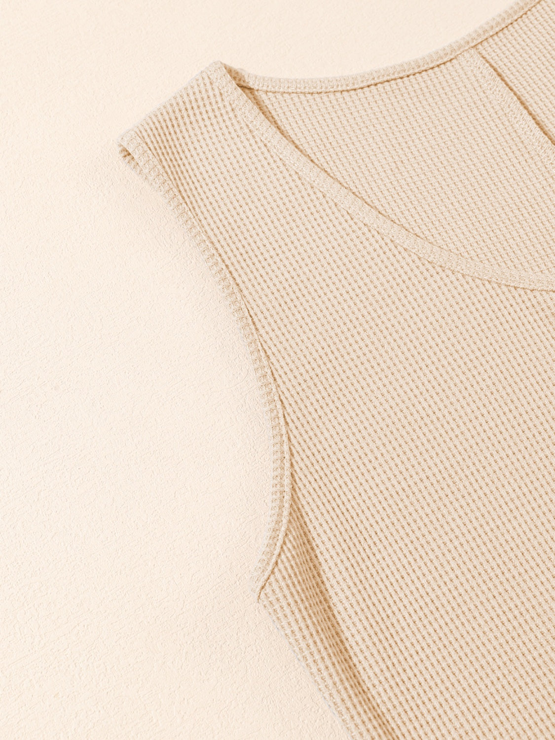 Waffle-Knit Half Button Sleeveless Romper with Pockets - Laazaar