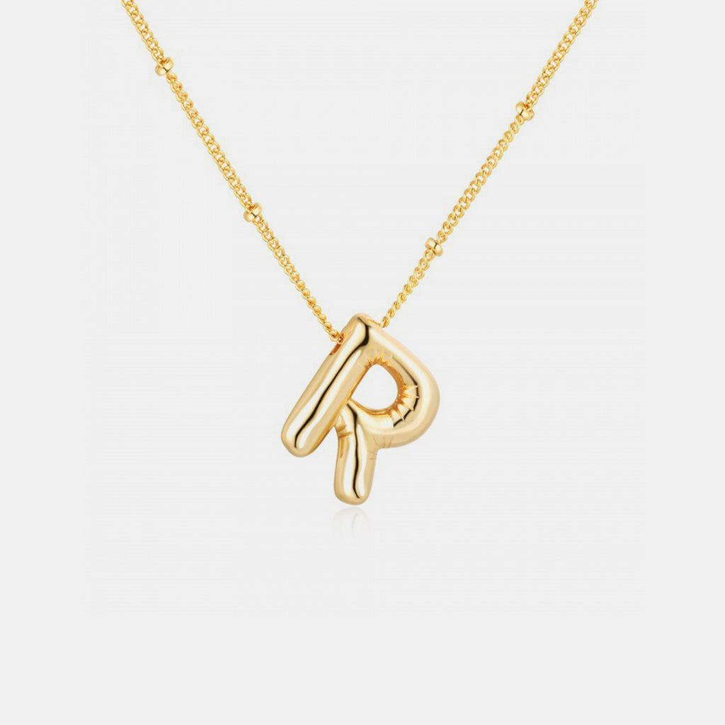 Gold-Plated Bubble Initial Necklace - Laazaar