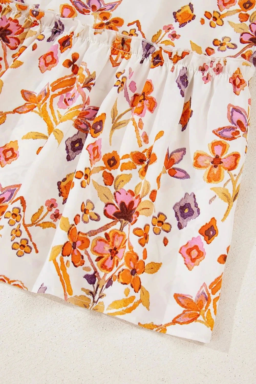 Printed Tie Neck Cap Sleeve Mini Dress