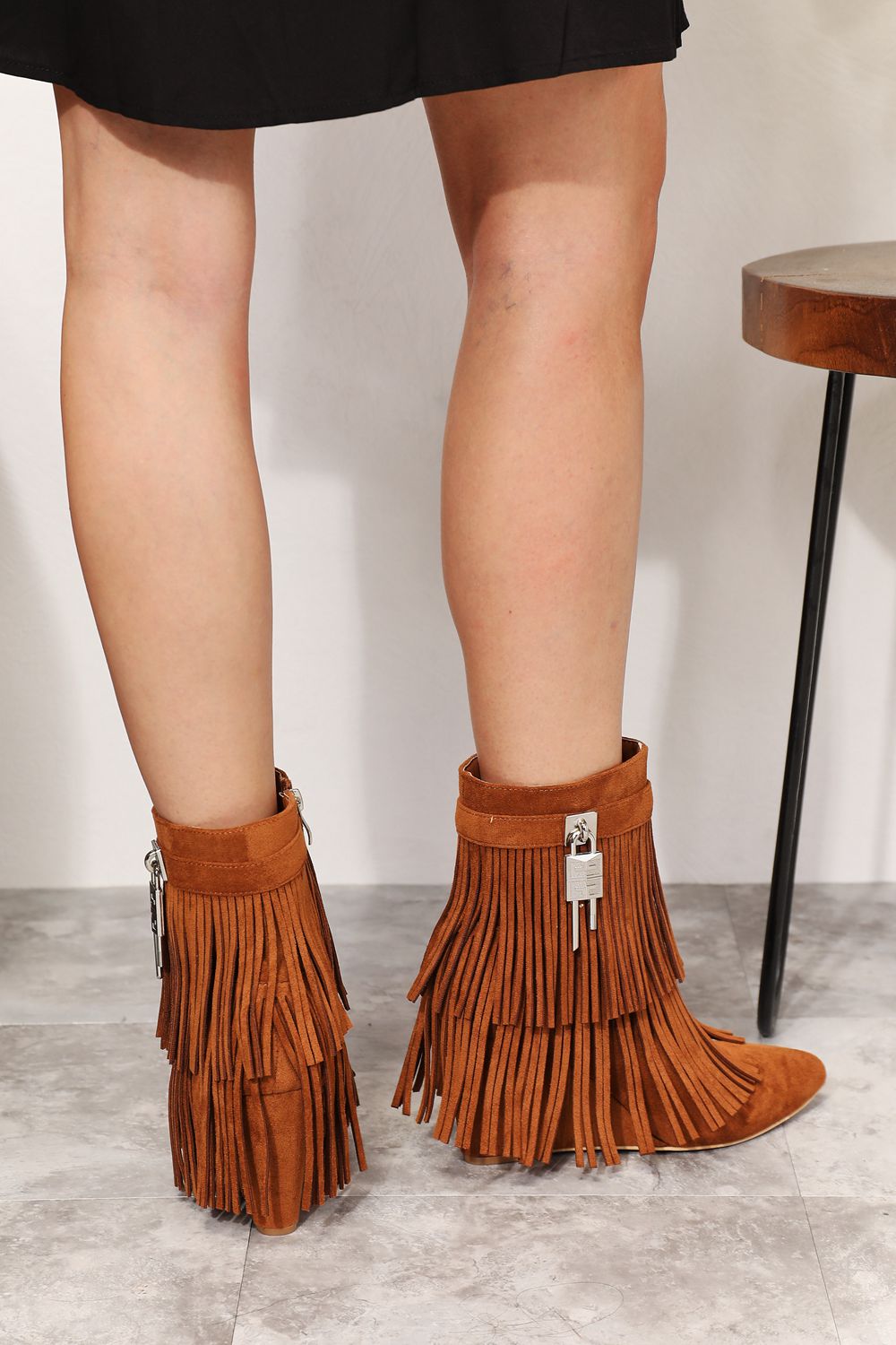 Legend Women's Tassel Wedge Heel Ankle Booties - Laazaar
