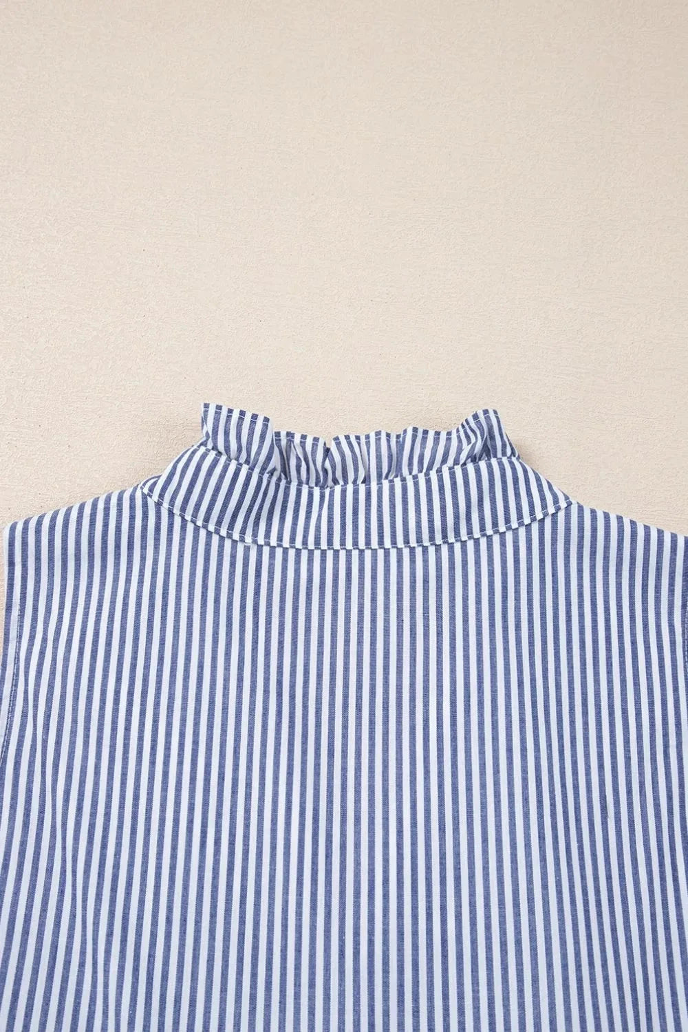 Stripe Sleeveless Notched Ric Rac Mini Dress