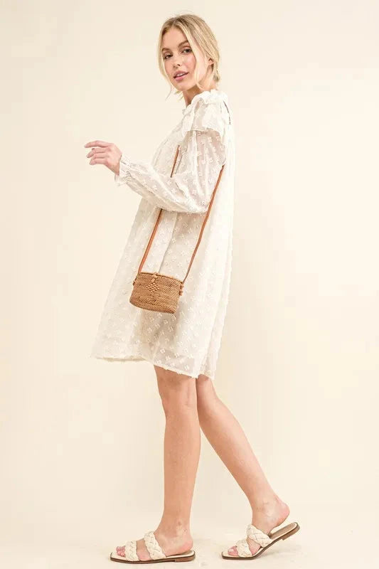 And The Why Ruffle Shoulder with Textured Woven Dress