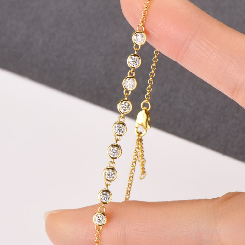 Inlaid Moissanite 925 Sterling Silver Bracelet - Laazaar