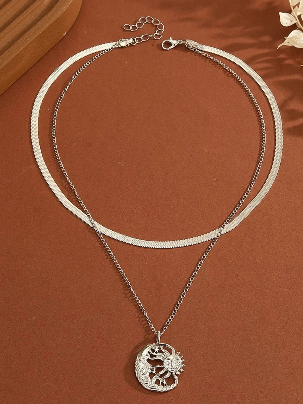 Double Layer Sun Moon Necklace