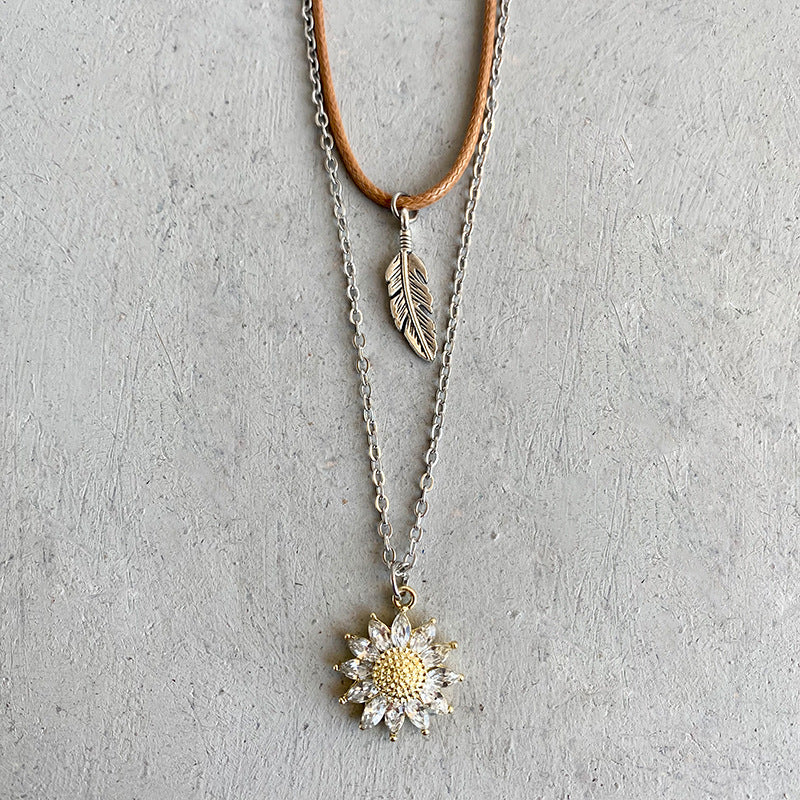 Sunflower Pendant Necklace Set - Laazaar
