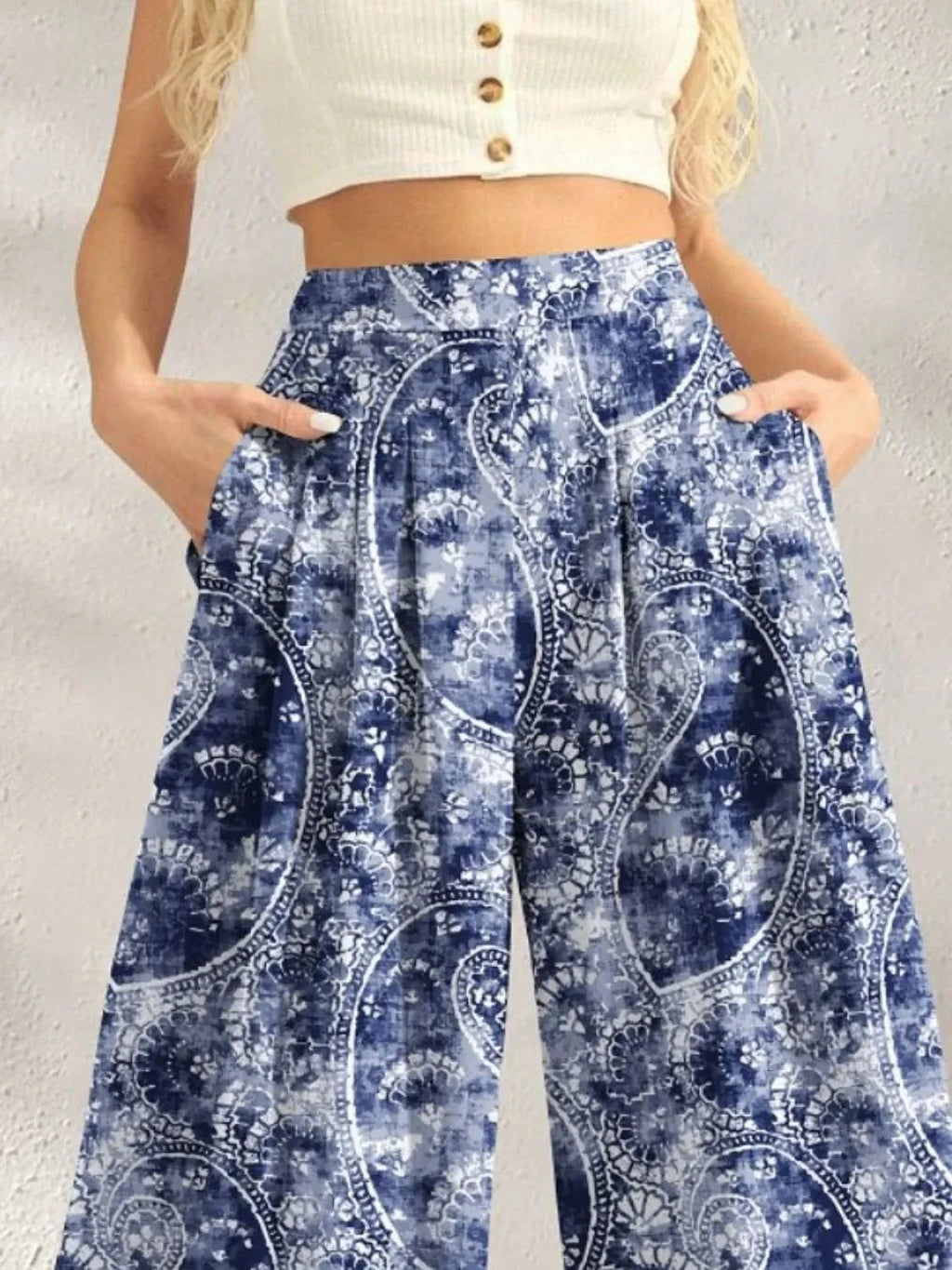Printed Wide Leg Pants
