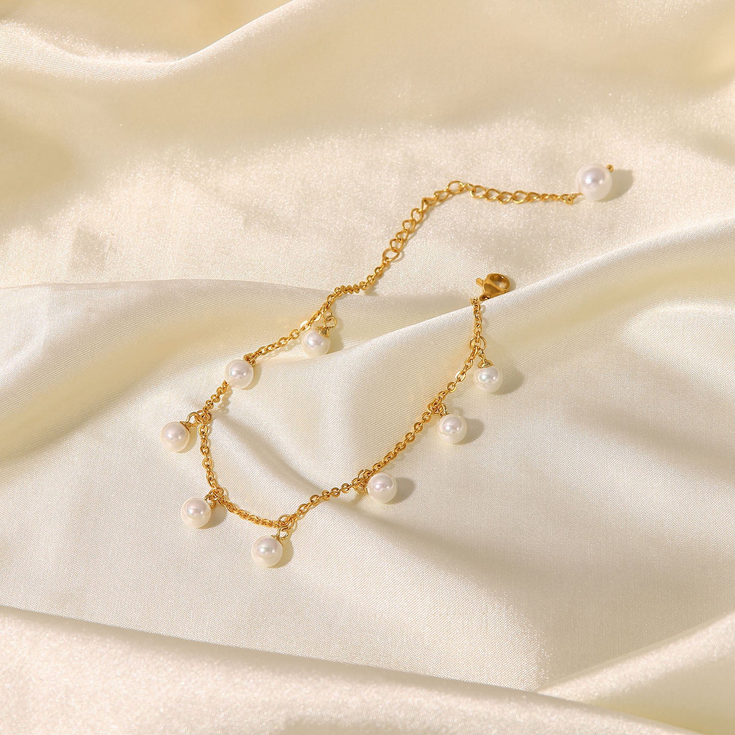 Pearl 18K Gold-Plated Charm Anklet - Laazaar
