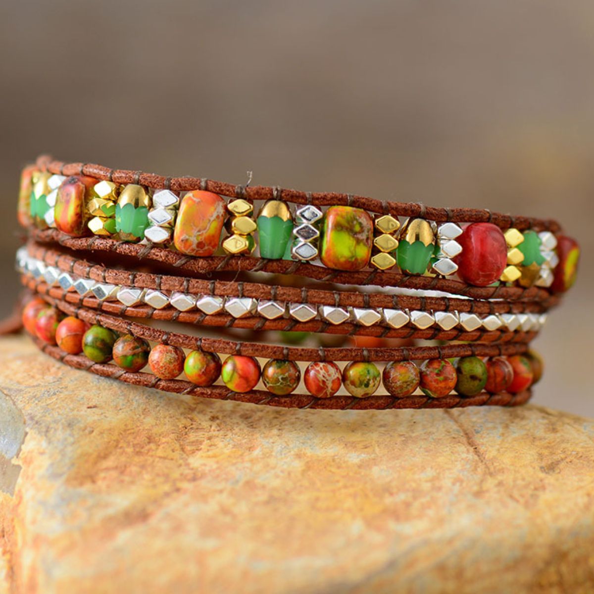 Natural Stone Woven Bracelet - Laazaar