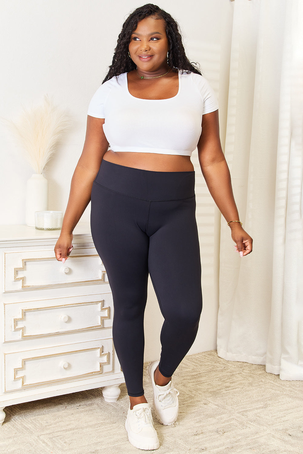 Double Take Wide Waistband Sports Leggings - Laazaar