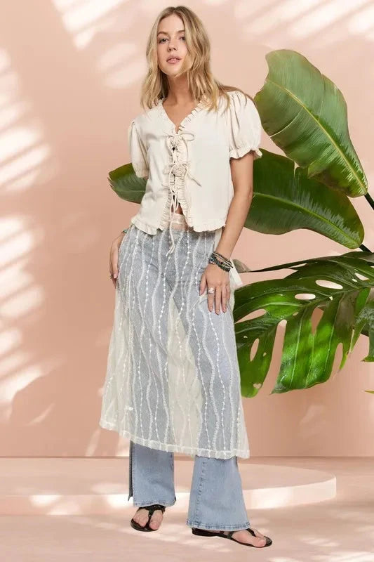 ADORA Sheer Layered Mesh Cover-Up Skirt