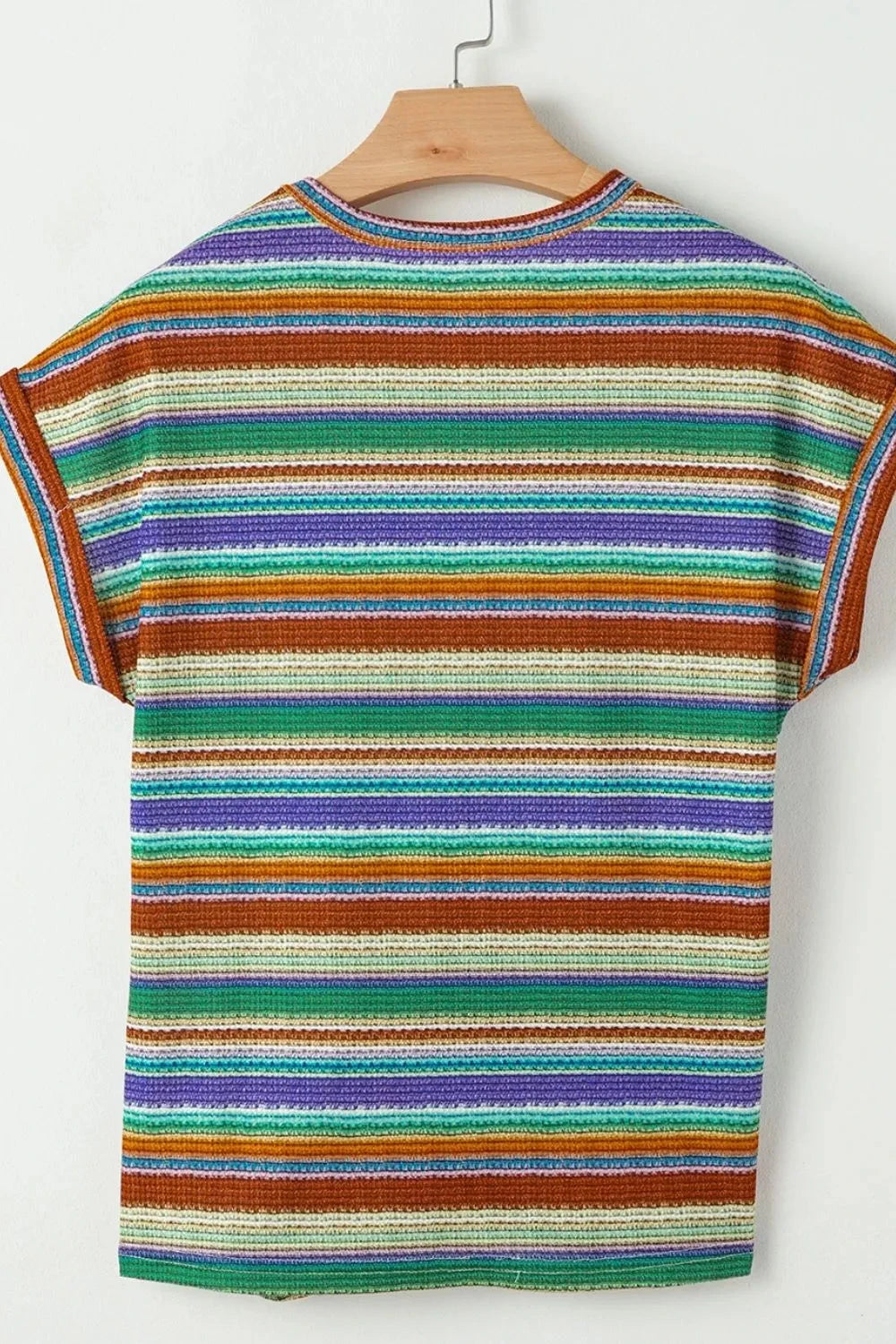 Multicolour Striped Twist Hem Cap Sleeve Top