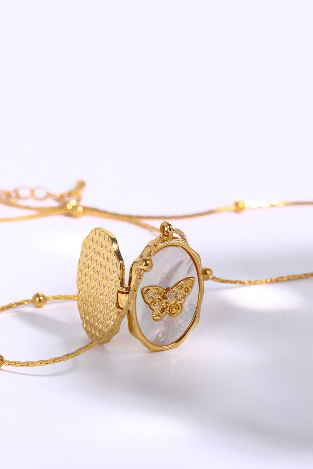 Butterfly Shell Pendant Copper Necklace - Laazaar