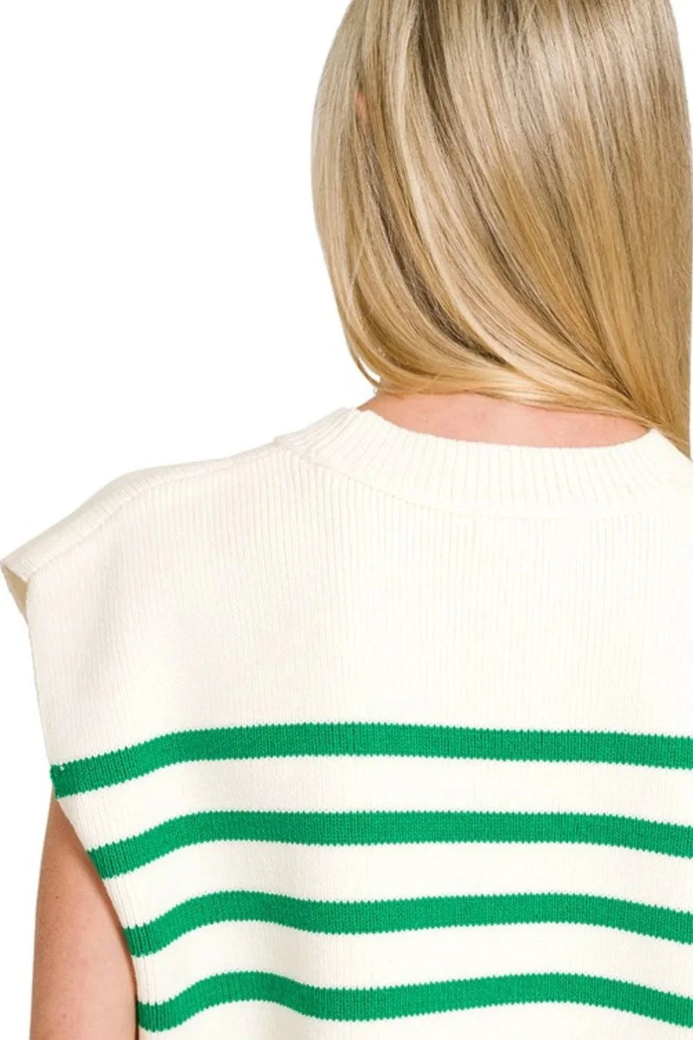 Zenana Oversized Crew Neck Stripe Sweater Vest
