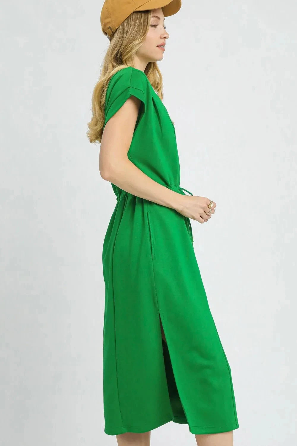 Umgee Side Slit Short Sleeve Midi Tee Dress