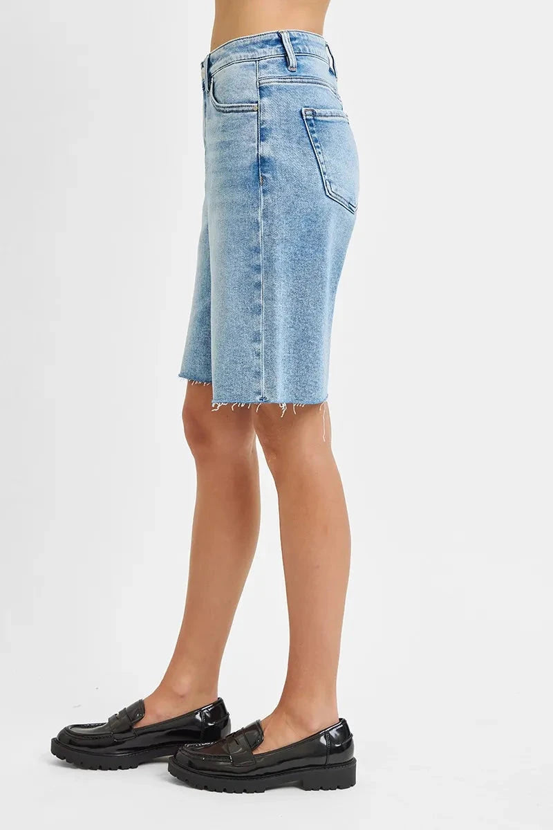 RISEN Full Size High Rise Bermuda Denim Shorts Plus Size