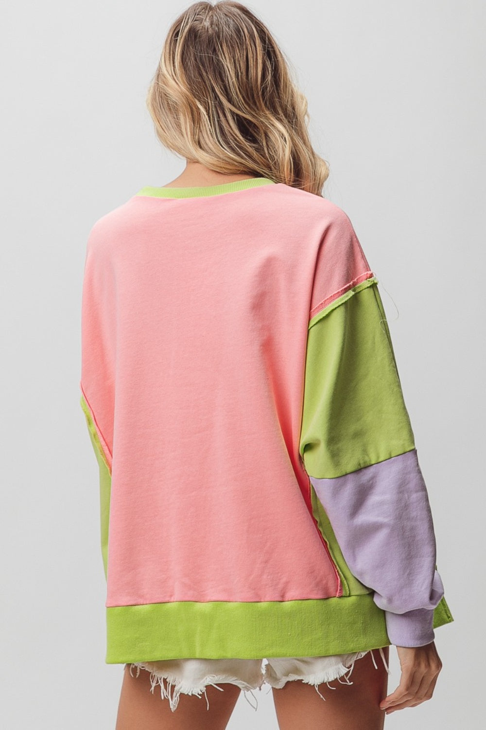 BiBi Washed Color Block Sweatshirt - Laazaar