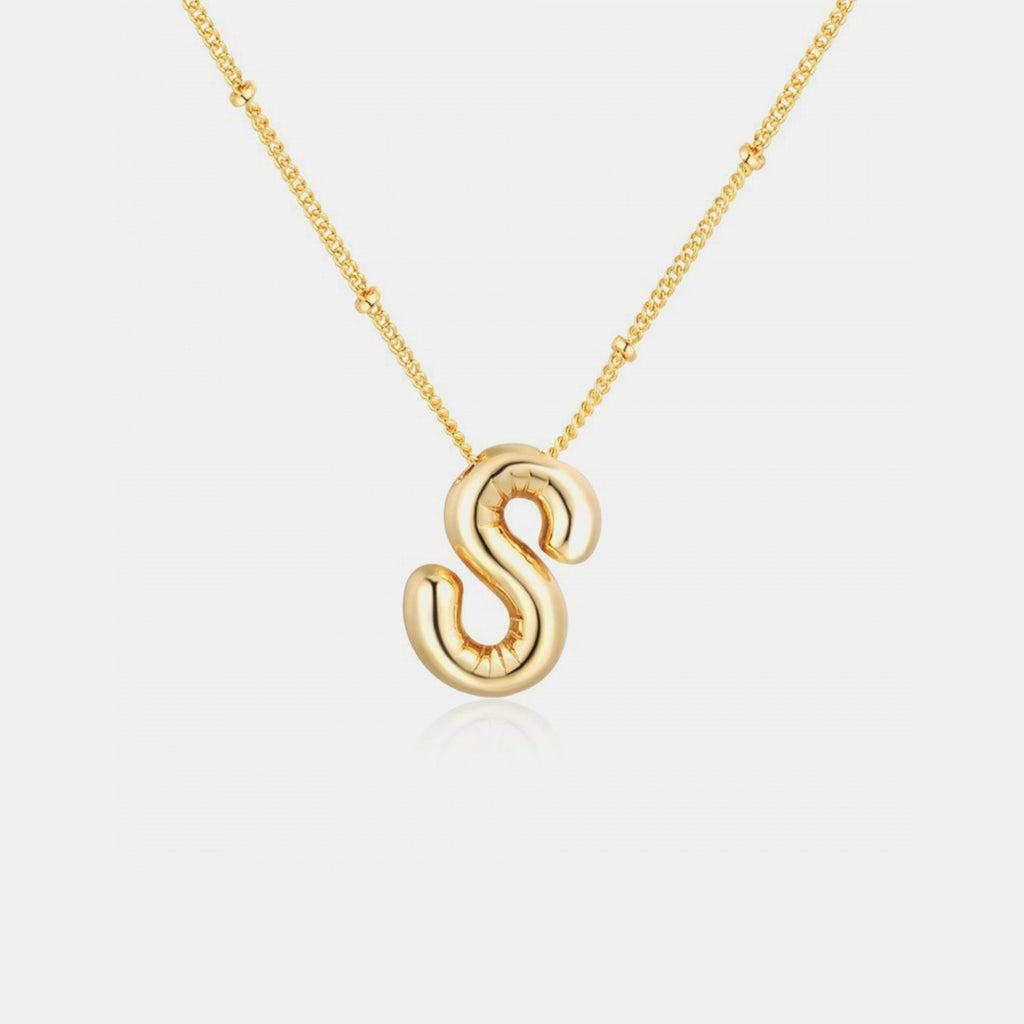 Gold-Plated Bubble Initial Necklace - Laazaar