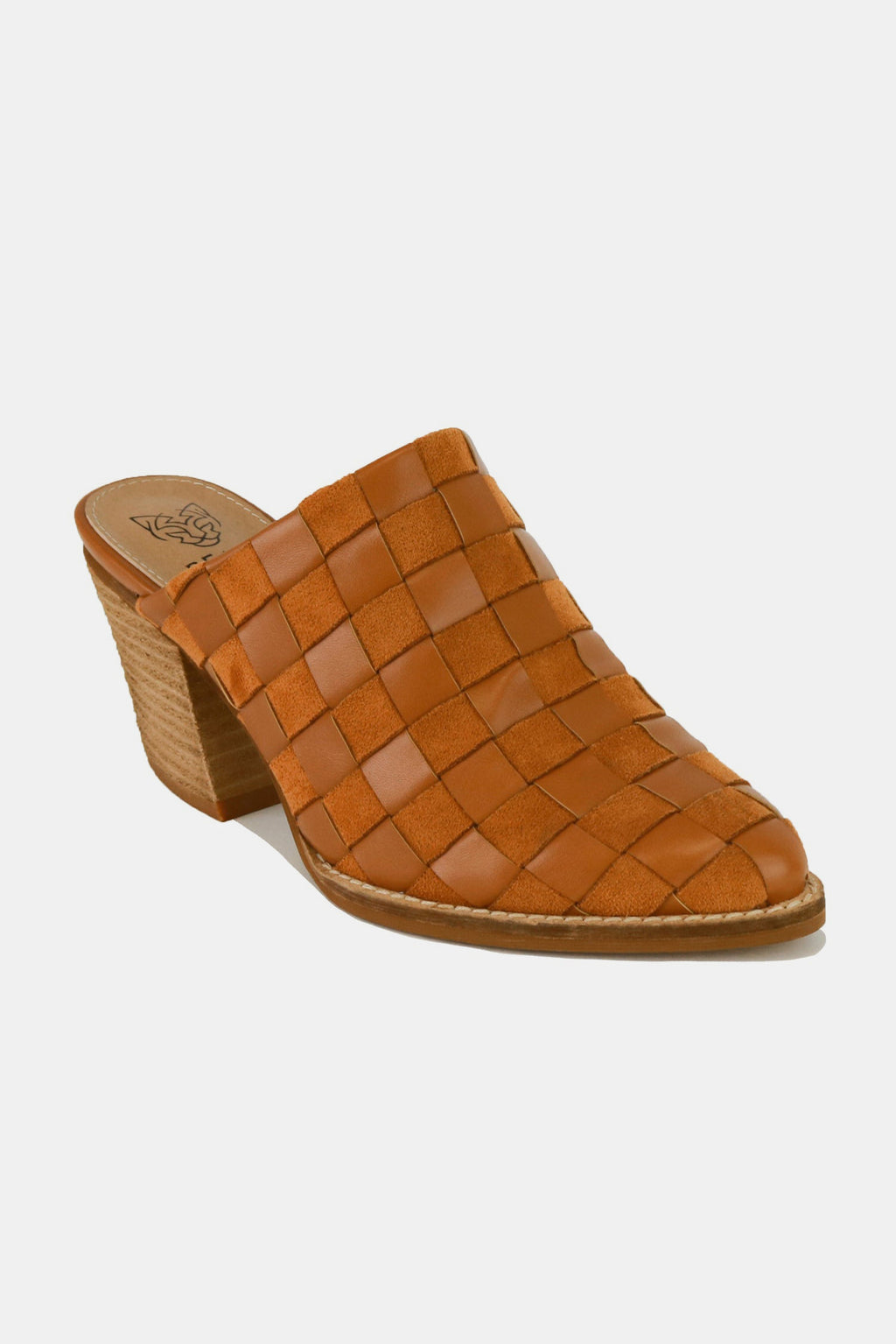 Beast Fashion Woven Checkerboard Block Heel Mule Shoes - Laazaar