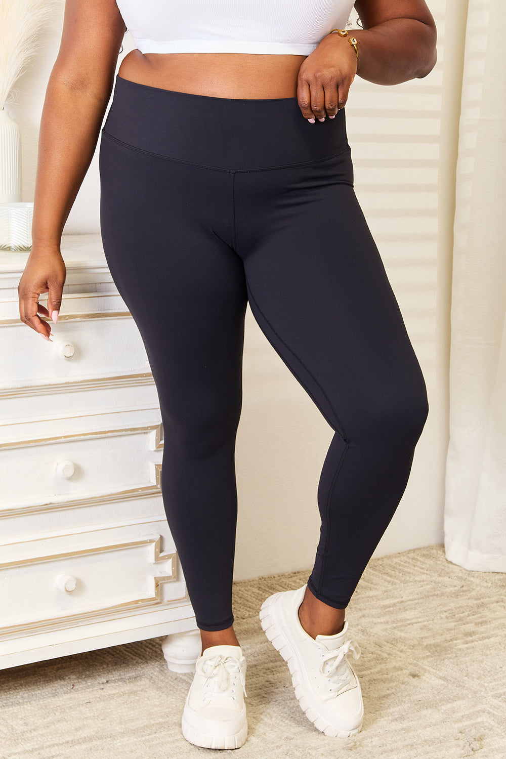 Double Take Wide Waistband Sports Leggings - Laazaar
