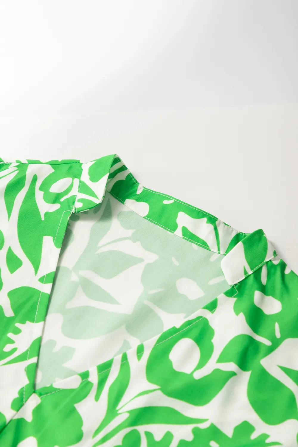 Printed Puff Half Sleeve V Neck Babydoll Dress